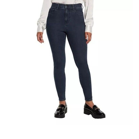 Express Women’s Skinny Jeans Size 14 Dark Wash Stretch Denim Mid Rise NWT - Picture 1 of 12